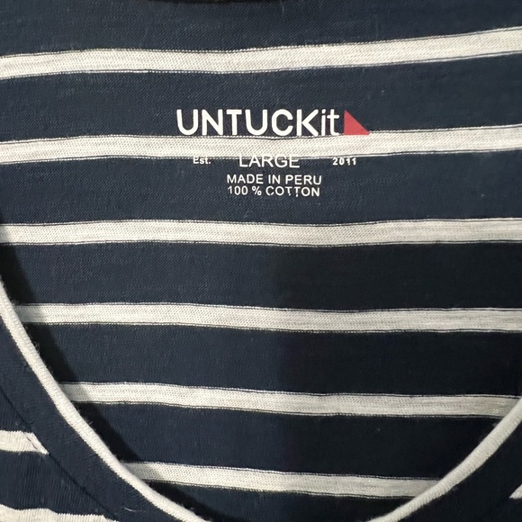 Untuckit Navy Blue And White Striped Maxi Sleeveless Dress Size Large - Picture 3 of 4